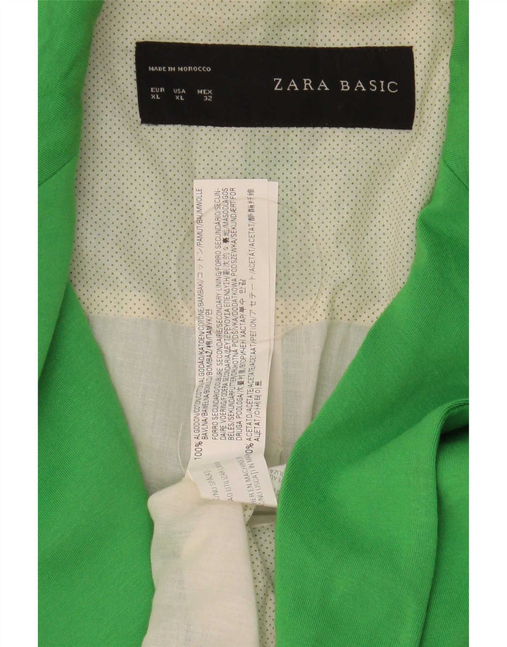 Zara Veste Blazer 1 Bouton Femme UK 18 XL Coton Vert