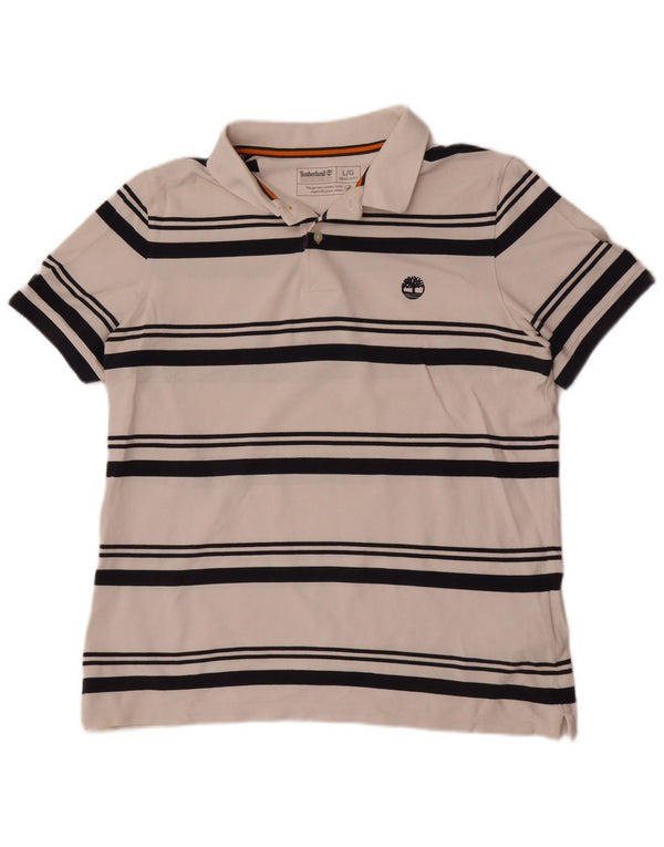 Timberland Polo Regular Fit Homme Grand Coton Rayé Blanc