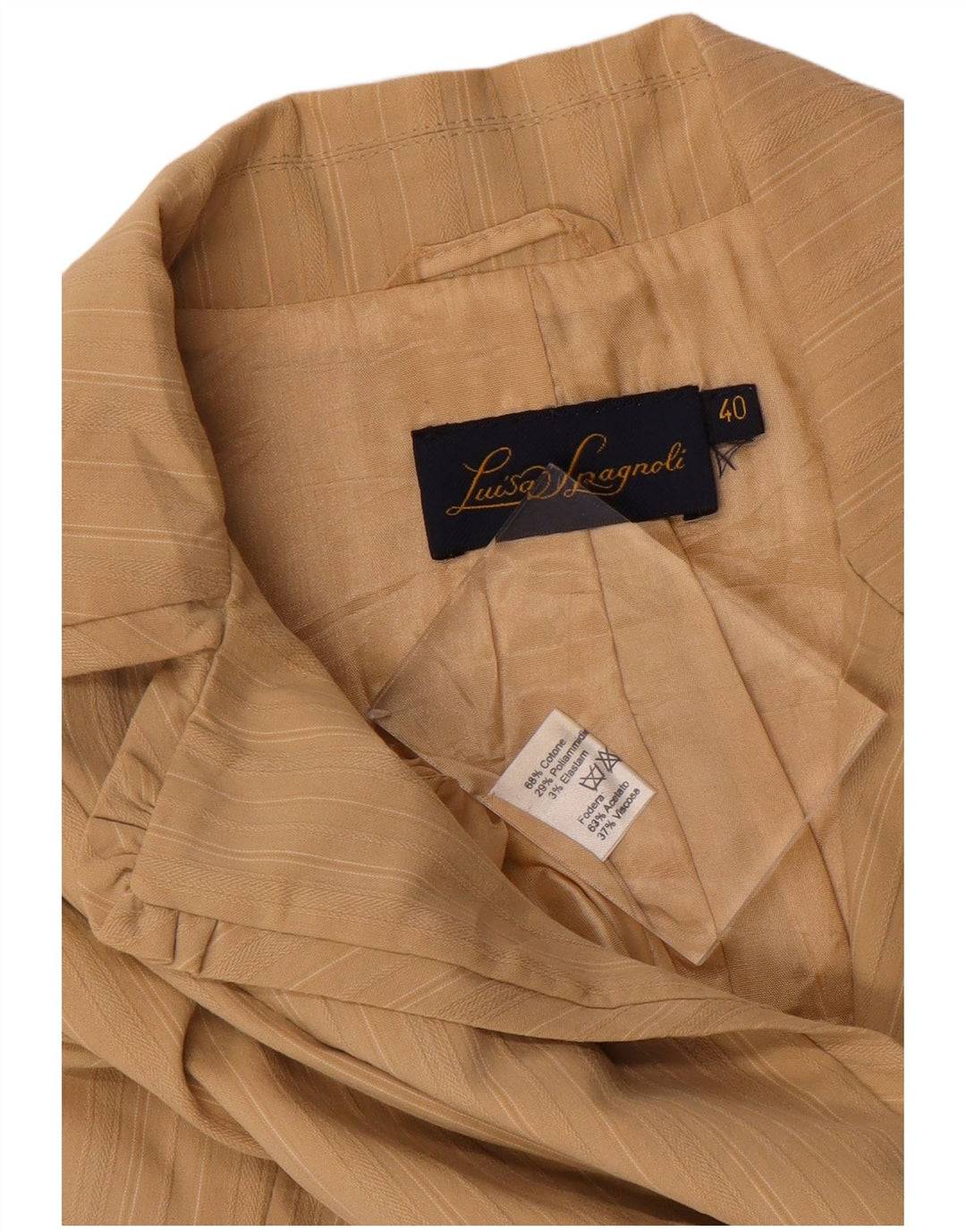 LUISA SPAGNOLI Veste blazer ouverte pour femme IT 40 Petites rayures beiges