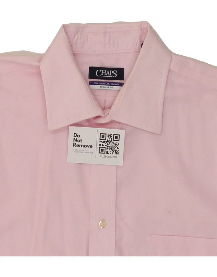 CHAPS Mens Regular Fit Shirt Size 16 Large Pink Cotton Vintage Chaps and Second-Hand Chaps from Messina Hembry 