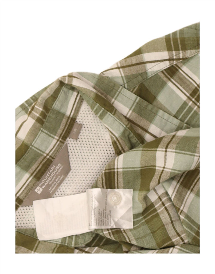 Mountain Warehouse Chemise à manches courtes pour homme en coton à carreaux verts
