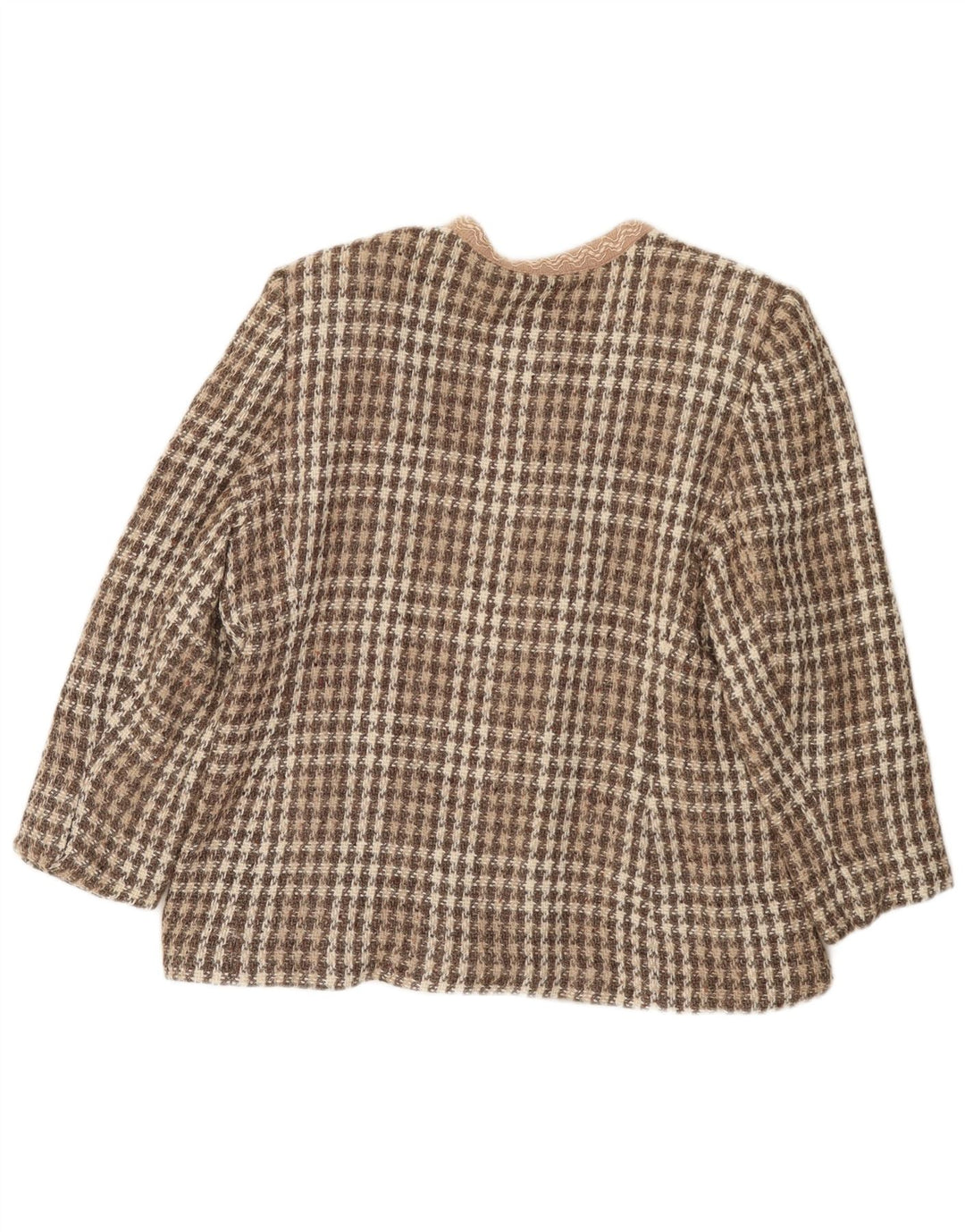 vintage Femme 4 Bouton Blazer Veste IT 46 Grand Pied-de-Poule Brun