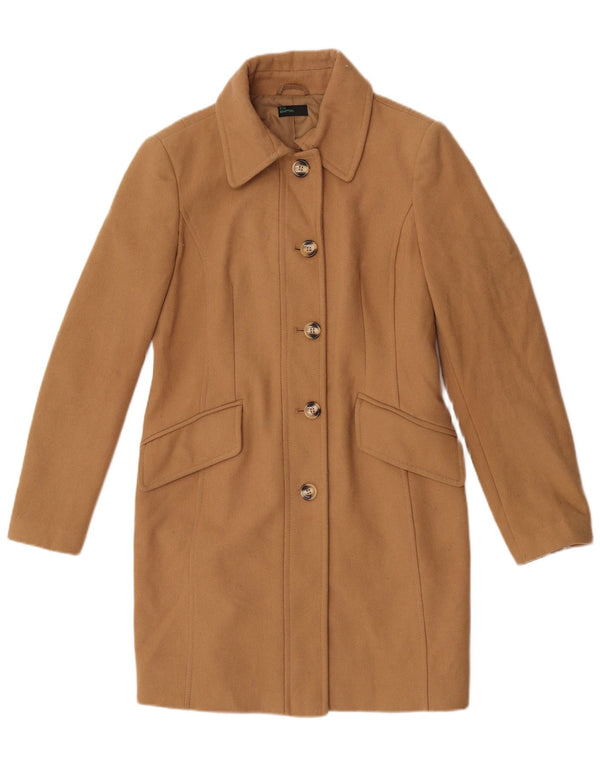 Benetton Pardessus Femme UK 12 Laine Beige Moyen