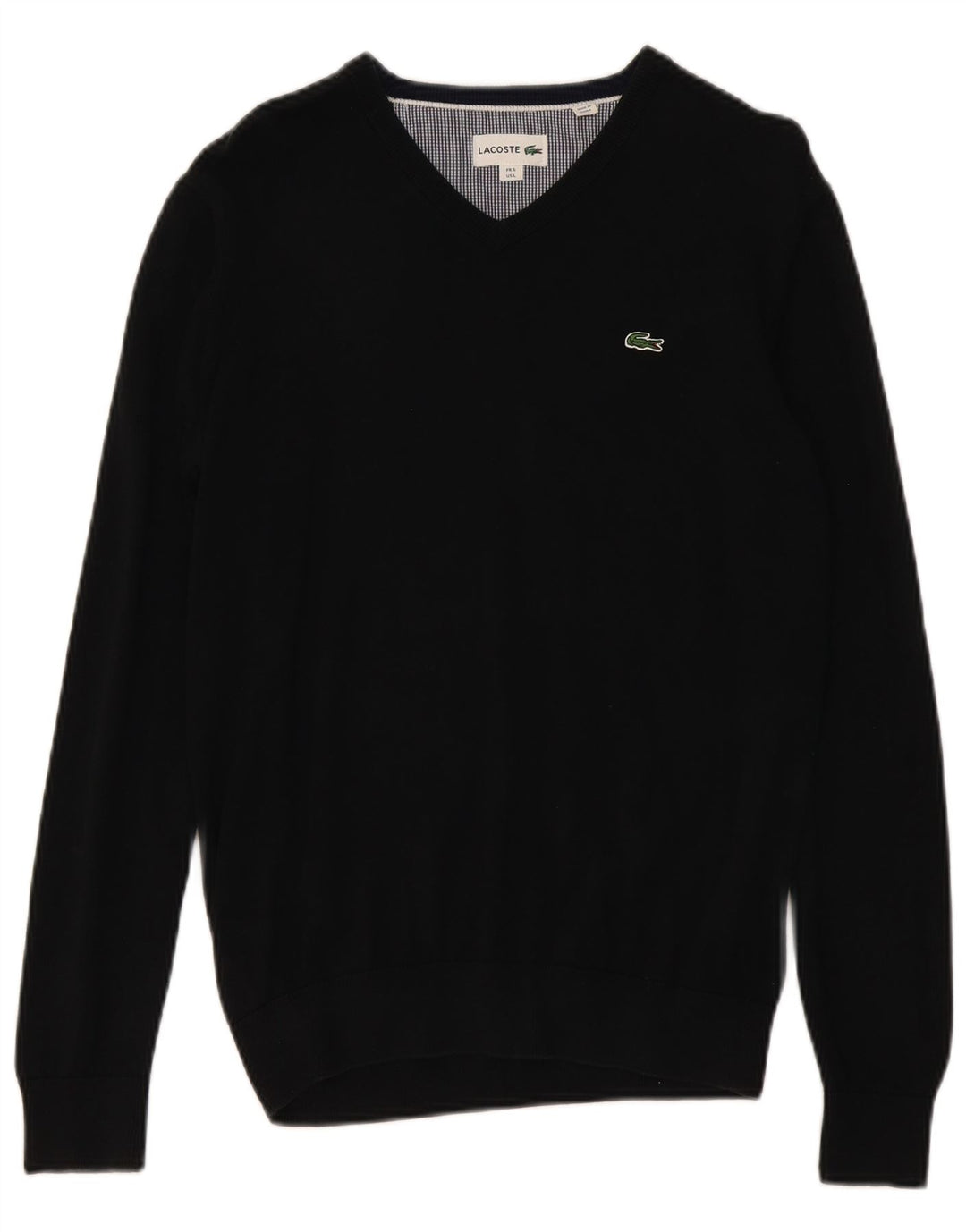 Lacoste Homme Col V Pull Pull Taille 5 Grand Coton Noir