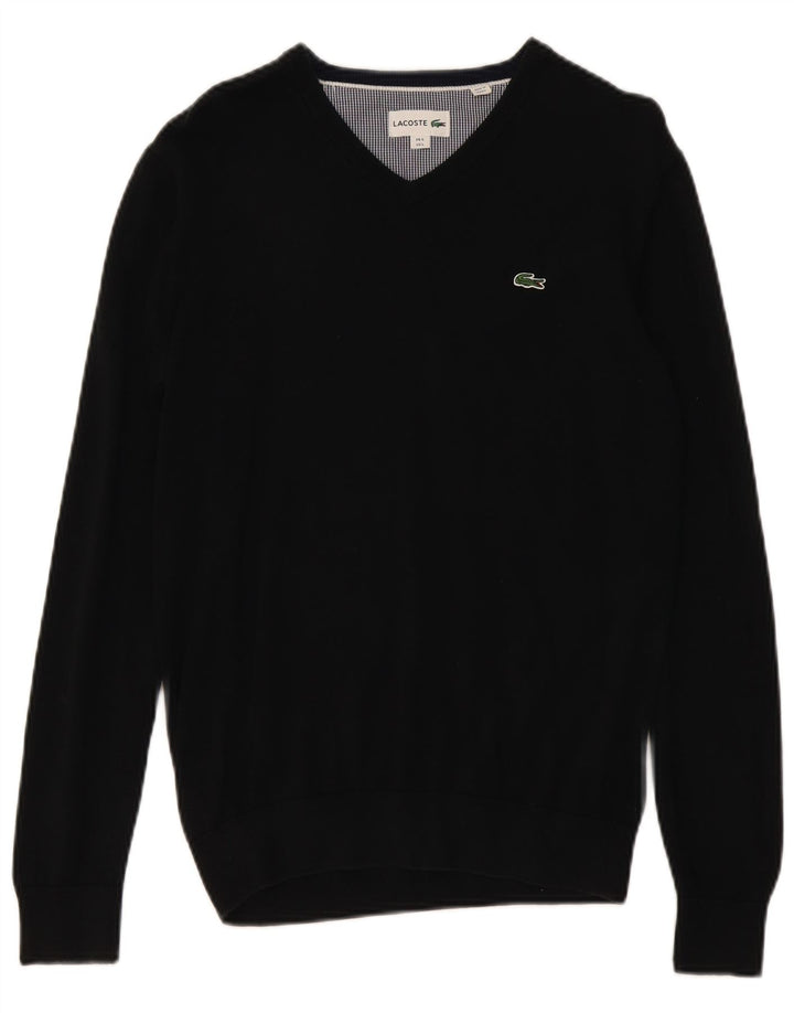 Lacoste Homme Col V Pull Pull Taille 5 Grand Coton Noir