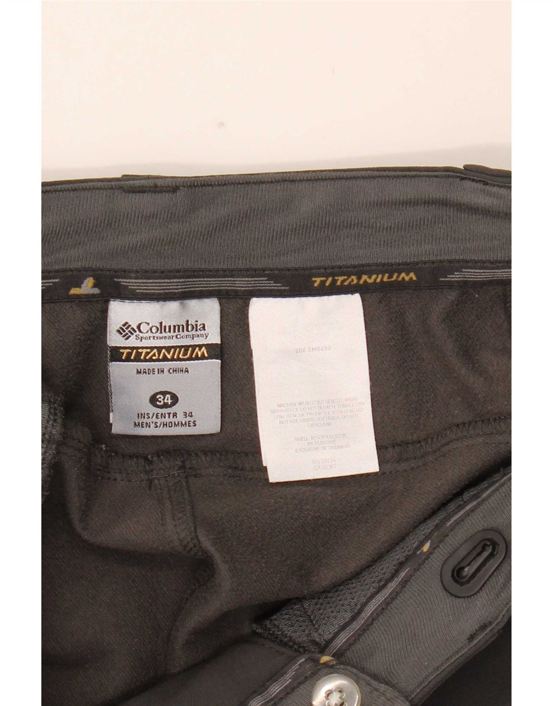 Columbia Pantalon Coupe-Vent Droit Titanium Homme W34 L29 Gris Polyester