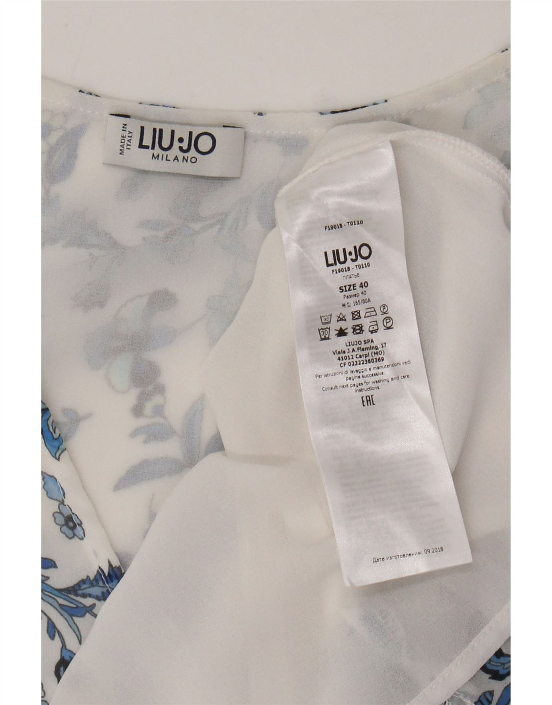 LIU JO Robe longue sans manches à volants pour femme IT 40 Petit motif floral blanc