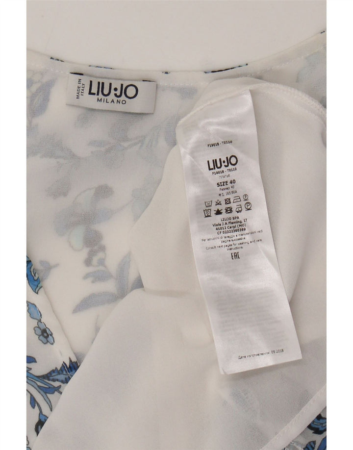 LIU JO Robe longue sans manches à volants pour femme IT 40 Petit motif floral blanc