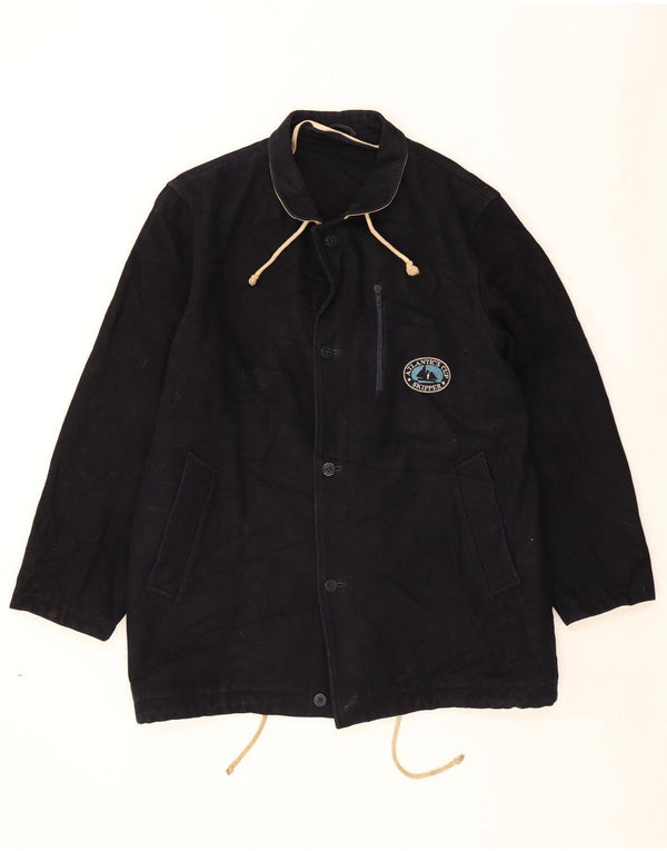 vintage Mens Overcoat UK 38 Moyen Noir