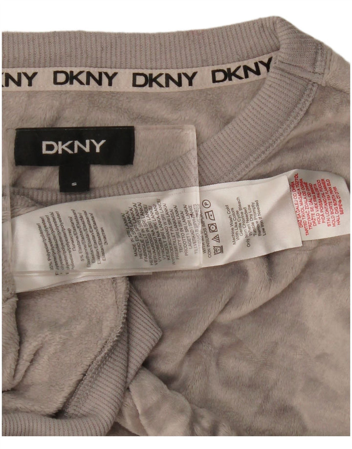 Dkny Sweat-shirt graphique en velours pour femme UK 10 Petit Gris Polyester