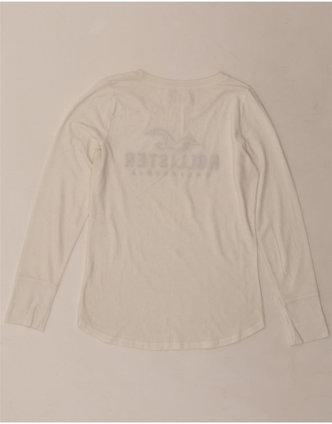 HOLLISTER Haut graphique à manches longues pour femme UK 14 Medium Blanc