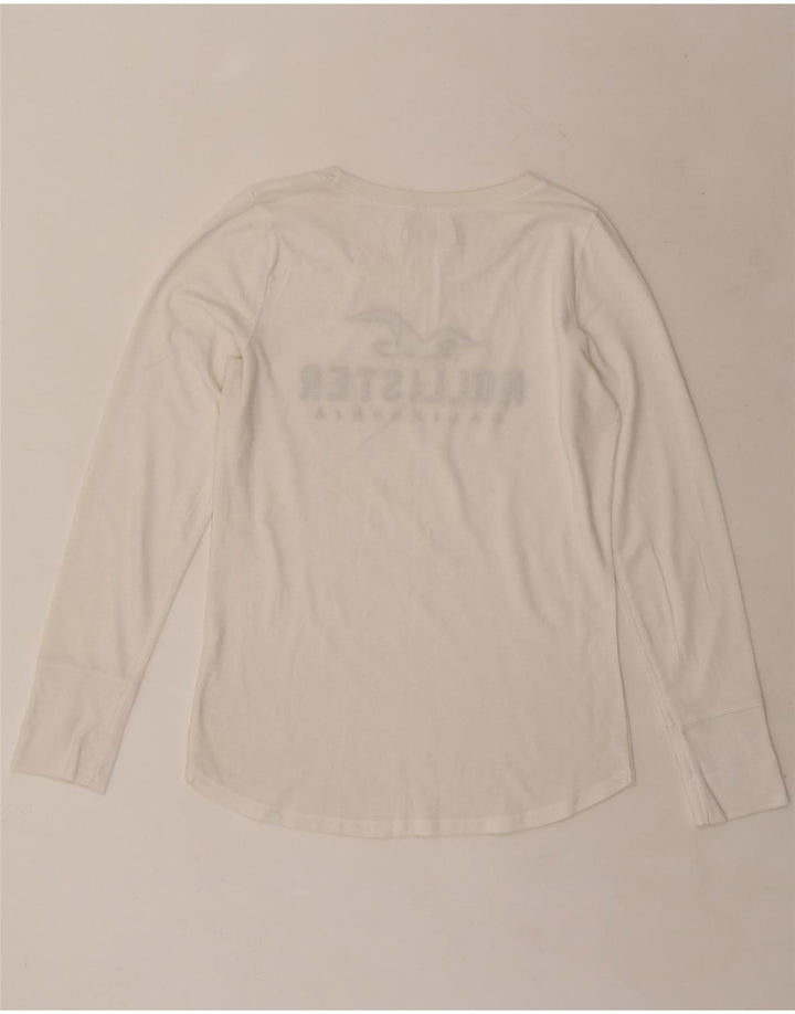 HOLLISTER Haut graphique à manches longues pour femme UK 14 Medium Blanc