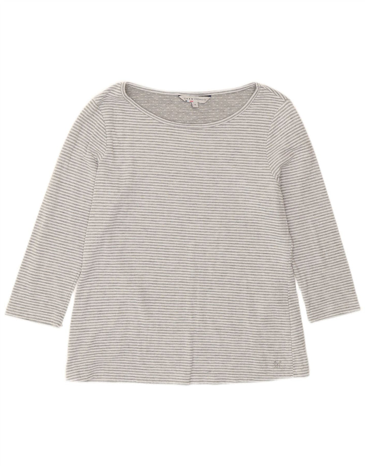 Crew Clothing Haut Femme Manches 3/4 UK 16 Grand Gris Rayé Polyester