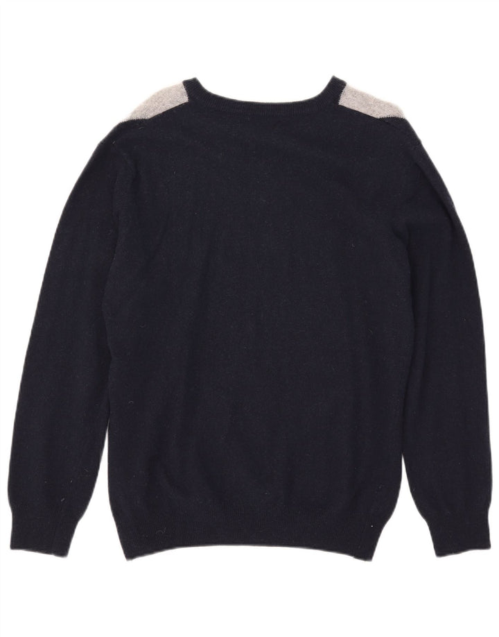 Filippo Riberti Pull col V pour homme Petit Bleu marine Argyle/Diamant
