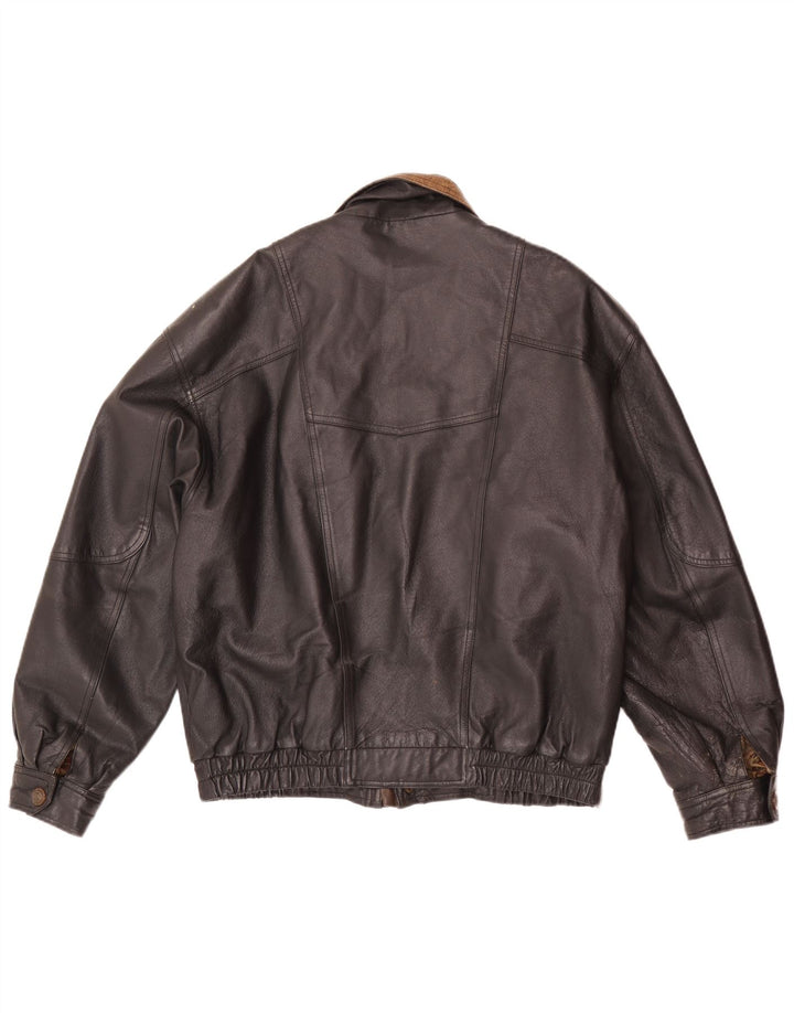 C&A Veste en cuir bomber pour homme EU 48 Noir moyen