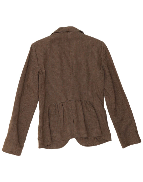 Max & Co. Veste blazer à 2 boutons pour femme UK 14 Lin marron moyen