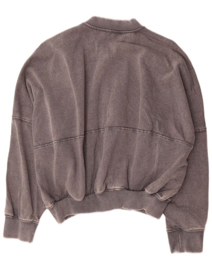 Zara Femmes Crop Surdimensionné Survêtement Top Veste UK 10 Petit Gris Coton