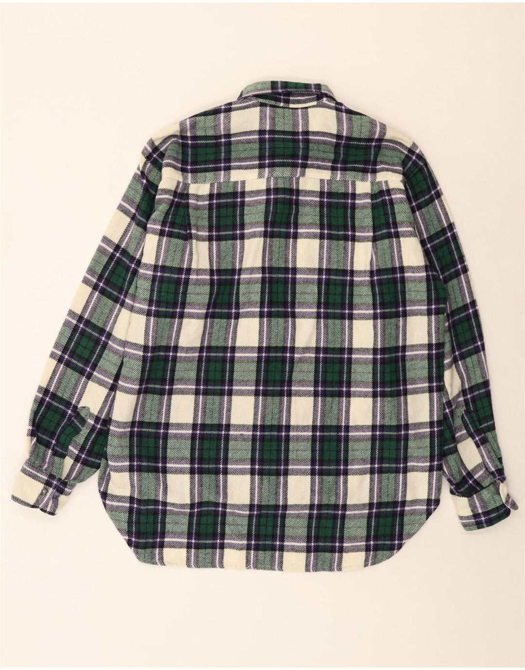 Benetton Chemise Flanelle XL Laine à Carreaux Vert Homme