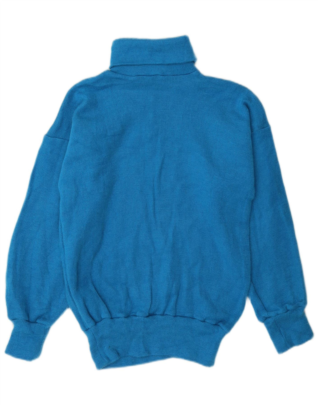 vintage Femmes Roll Neck Jumper Pull UK 14 Bleu Moyen