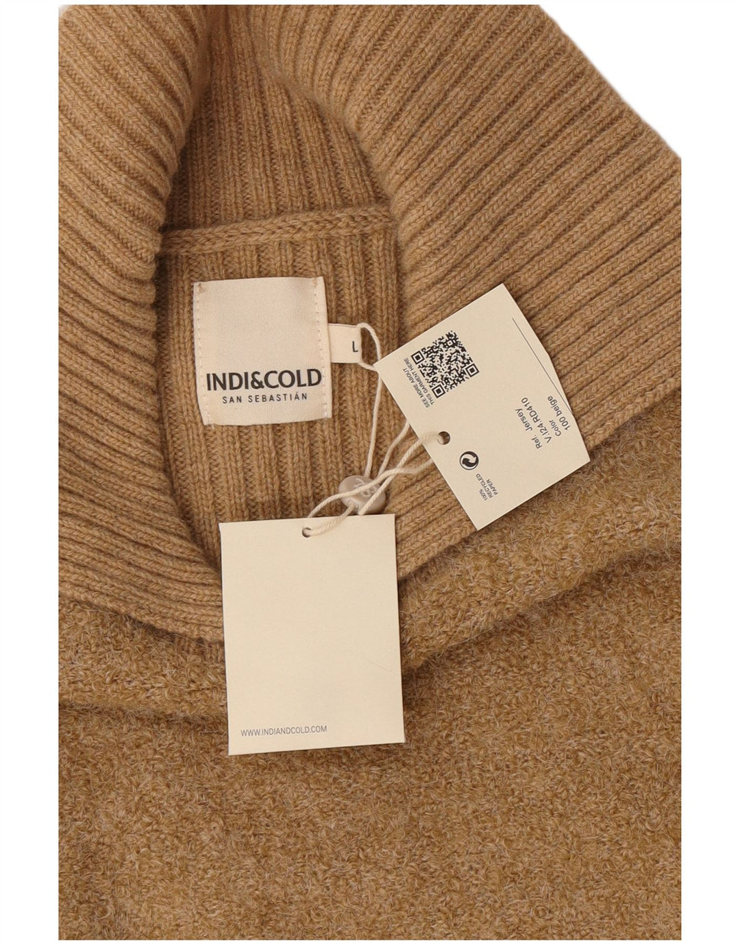 Indi & Cold Pull surdimensionné à col polo pour femme UK16 Grande laine beige
