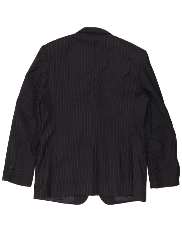 Ferre Veste blazer à 3 boutons pour homme IT 54 2XL Bleu marine à fines rayures en laine vierge