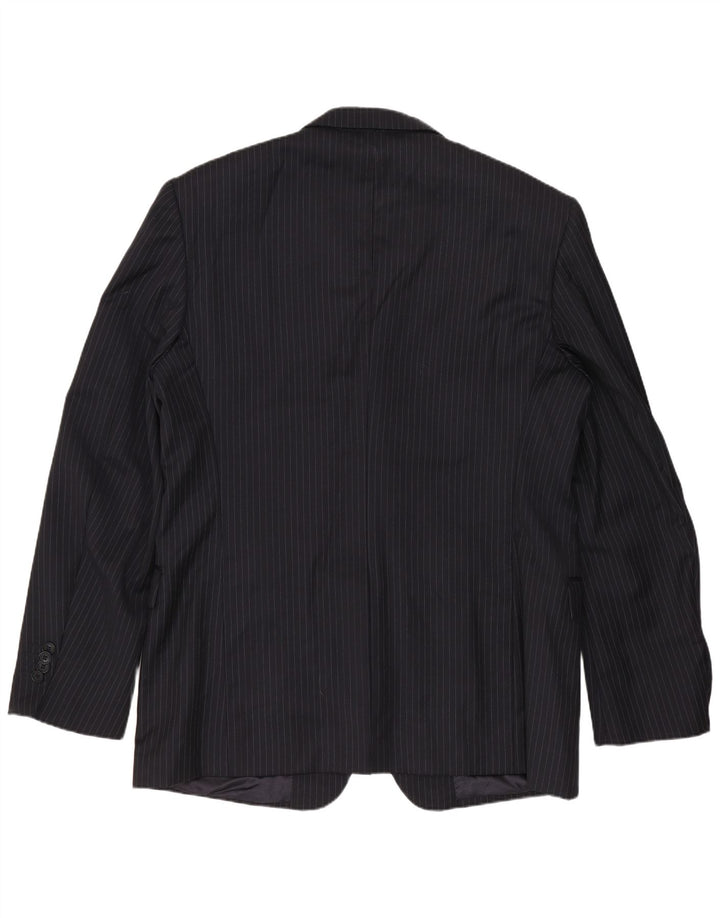 Ferre Veste blazer à 3 boutons pour homme IT 54 2XL Bleu marine à fines rayures en laine vierge