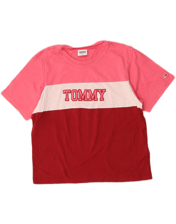 Tommy Hilfiger T-shirt court graphique pour femme UK 6 XS Rose Colourblock