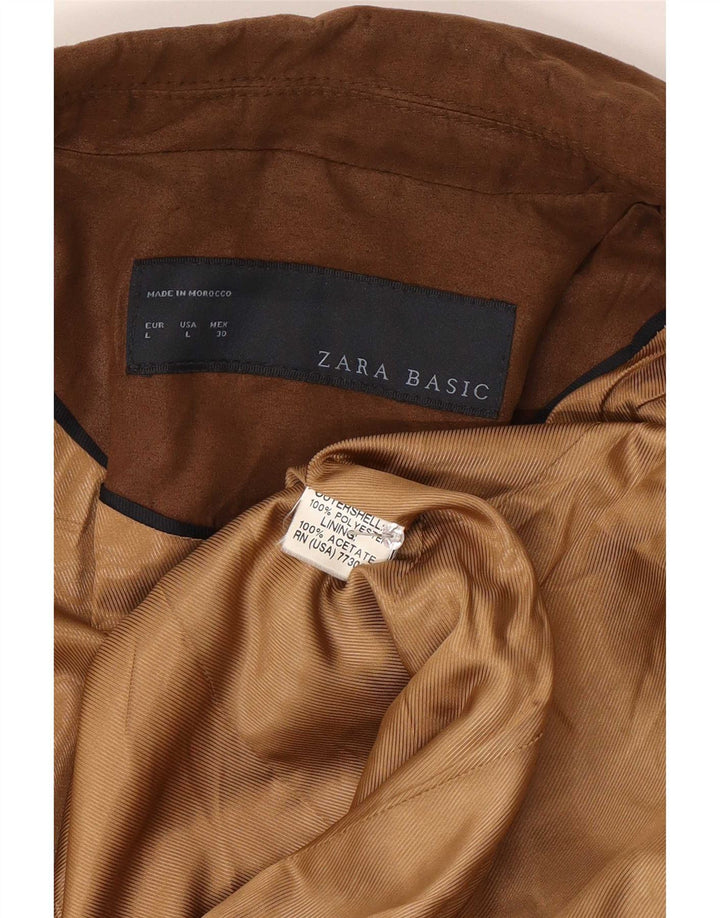Zara Veste Blazer 1 Bouton Femme UK 14 Large Marron Polyester