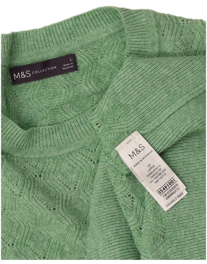 Marks & Spencer Pull à col rond pour femme UK 16 Large Vert Polyester