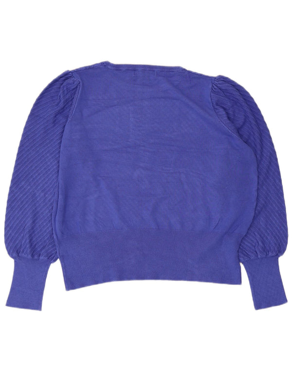 Marks & Spencer Pull court à col rond pour femme UK 20 2XL Bleu Viscose