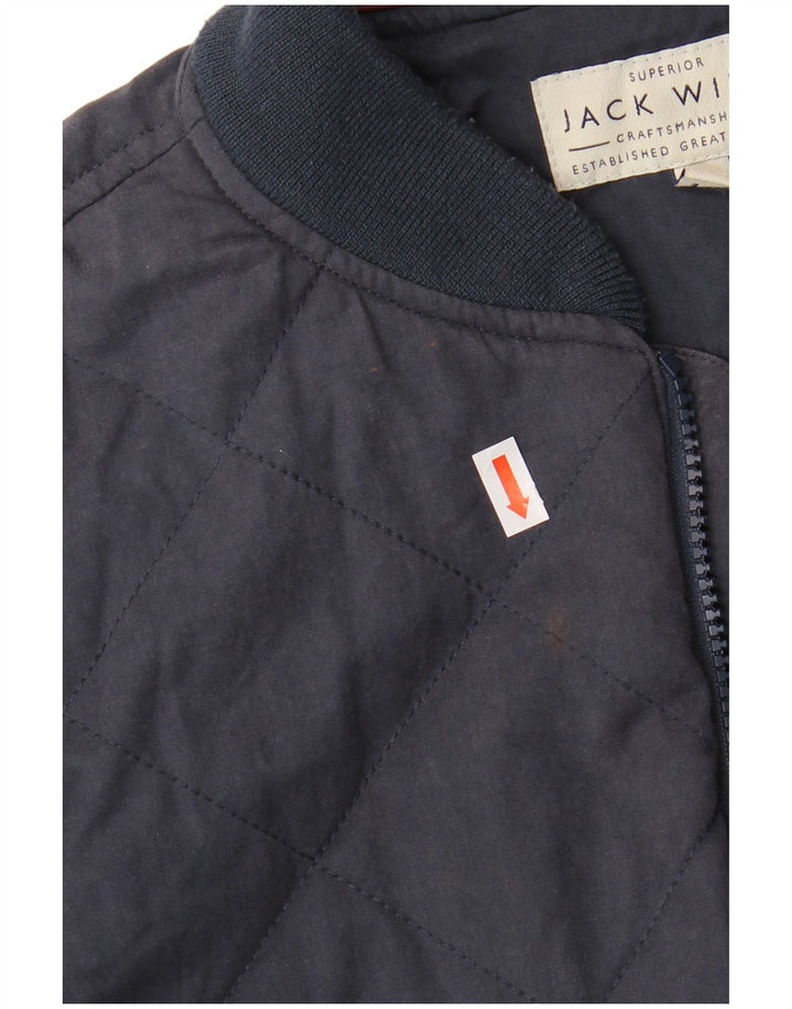 JACK WILLS Veste Bomber Homme UK 36 Petit Bleu Marine Coton