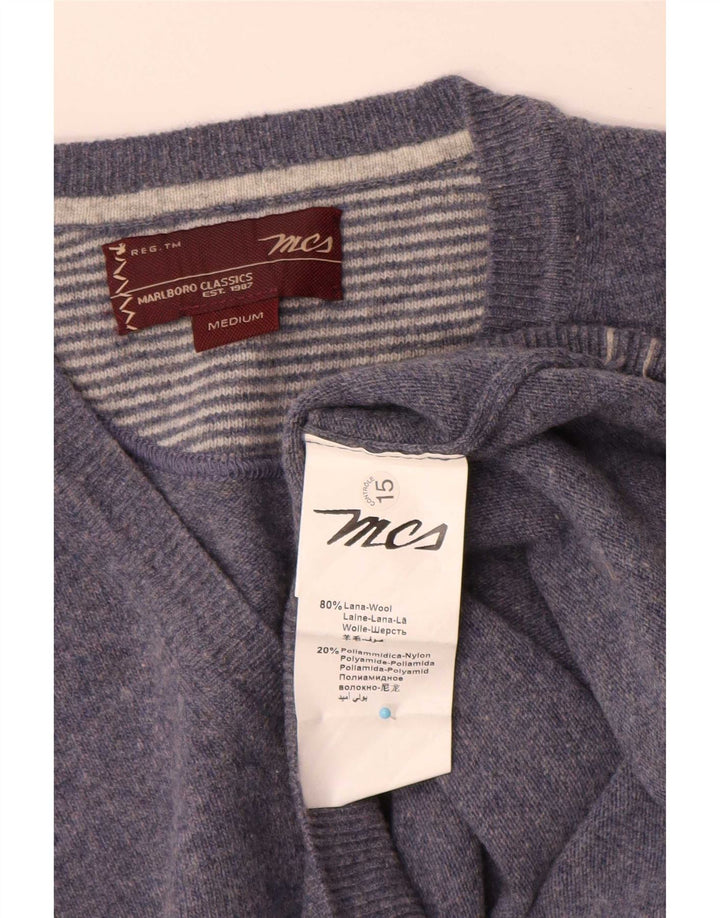 Marlboro Classics Pull Col V Homme Bleu Moyen Laine