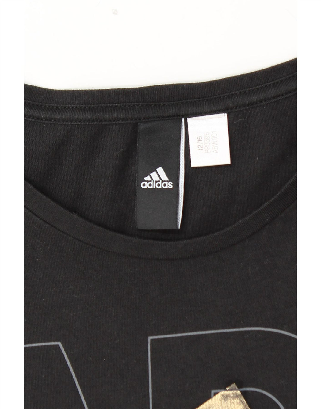 ADIDAS T-shirt graphique pour femme UK 12 Noir moyen