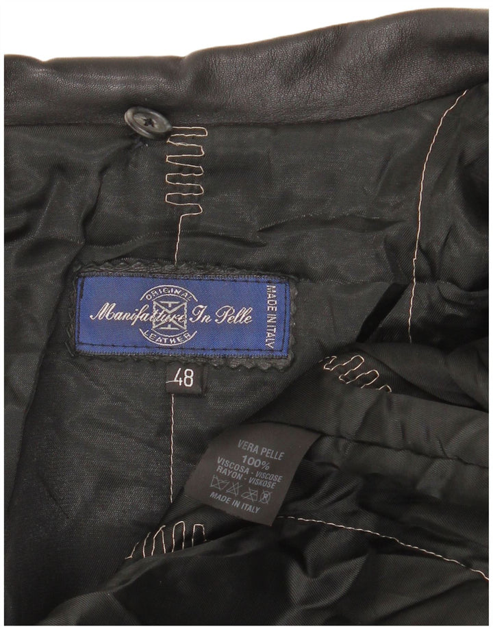 manteau en cuir surdimensionné femme vintage IT 48 XL Cuir noir