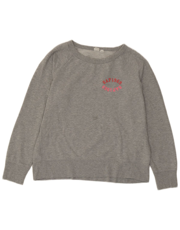 Gap Womens Graphic Sweatshirt Jumper UK 16 Grand Gris Moucheté Coton