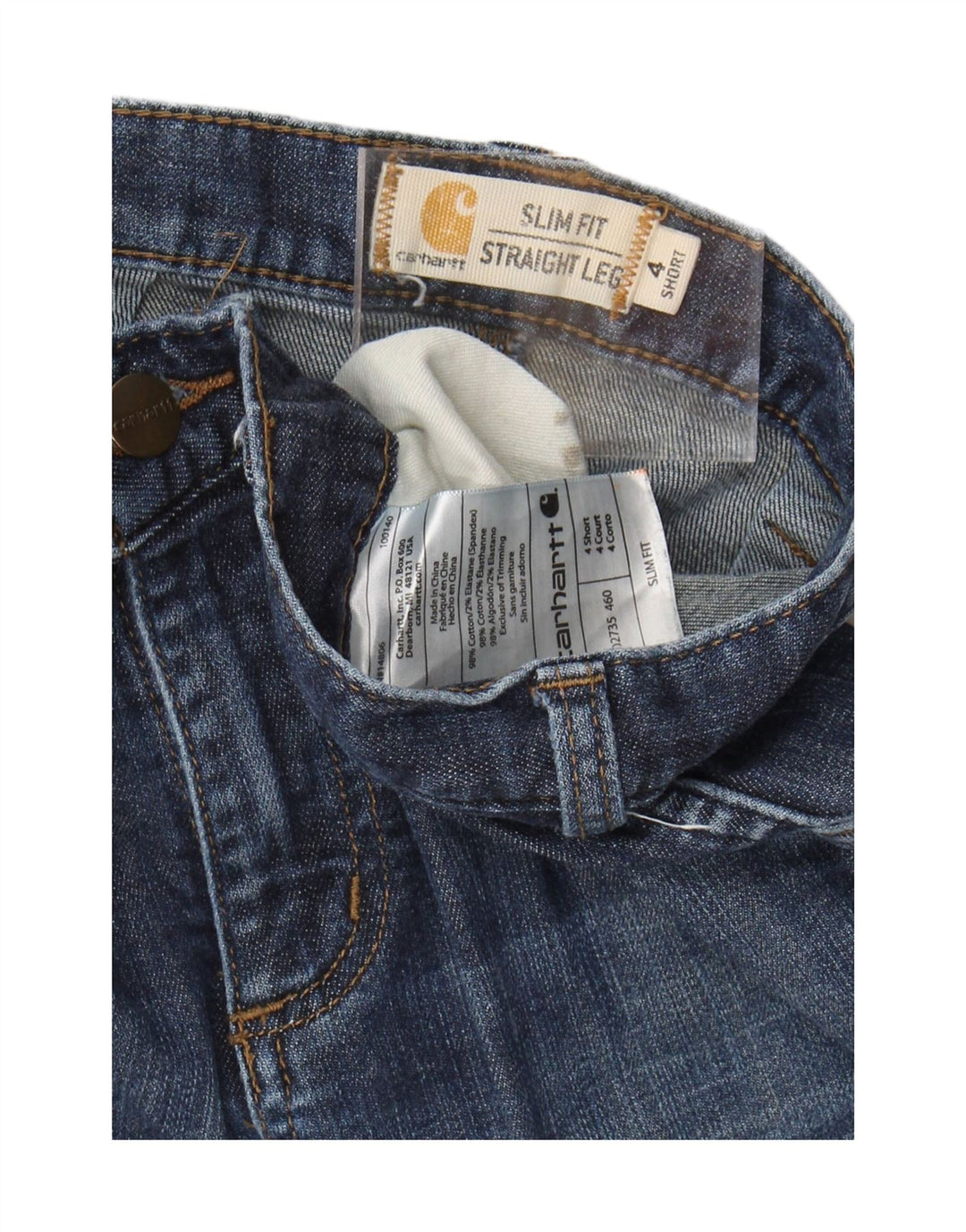 CARHARTT Womens Slim Cargo Straight Jeans US 4 Small W30 L28 Blue Cotton