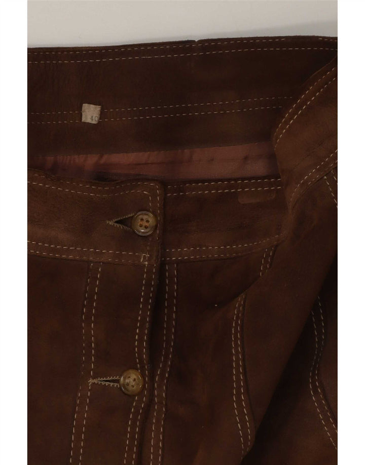 jupe en daim femme vintage EU 40 Medium W30 Cuir Marron