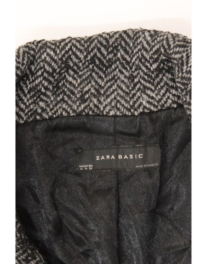 Zara Manteau Femme UK 14 Gris Moyen à Chevrons