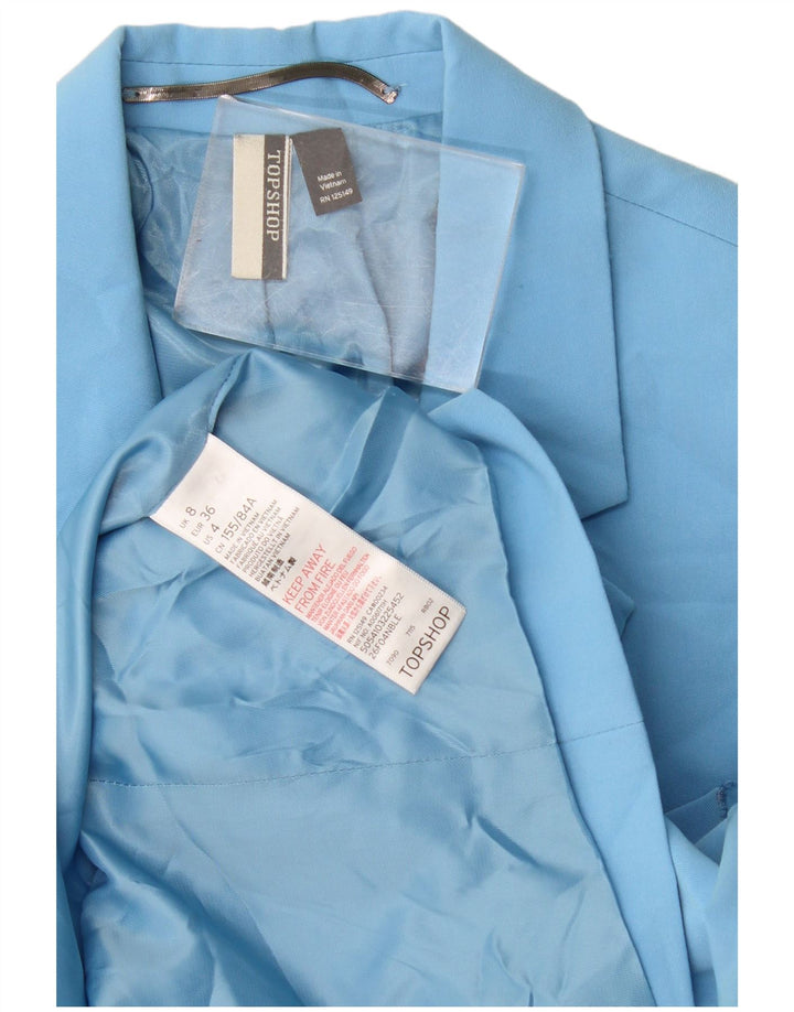 Topshop Veste Blazer Double Boutonnage Femme UK 8 Petit Bleu Polyester
