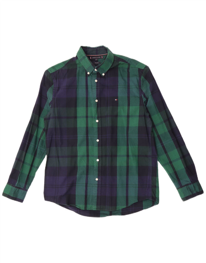 Tommy Hilfiger Chemise coupe classique pour homme à carreaux verts