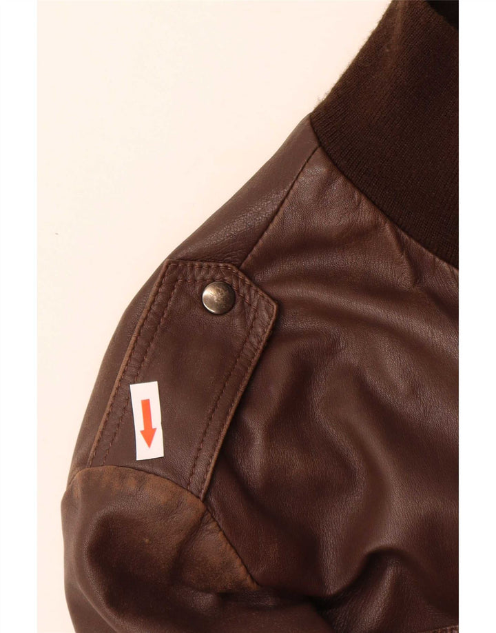 Veste en cuir militaire vintage pour homme IT 50 Grand cuir marron