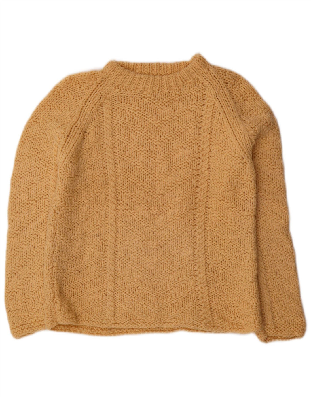 vintage Femme Crew Neck Jumper Pull IT 42/44 Laine Beige Moyenne