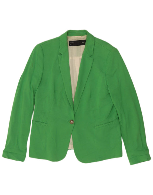 Zara Veste Blazer 1 Bouton Femme UK 18 XL Coton Vert
