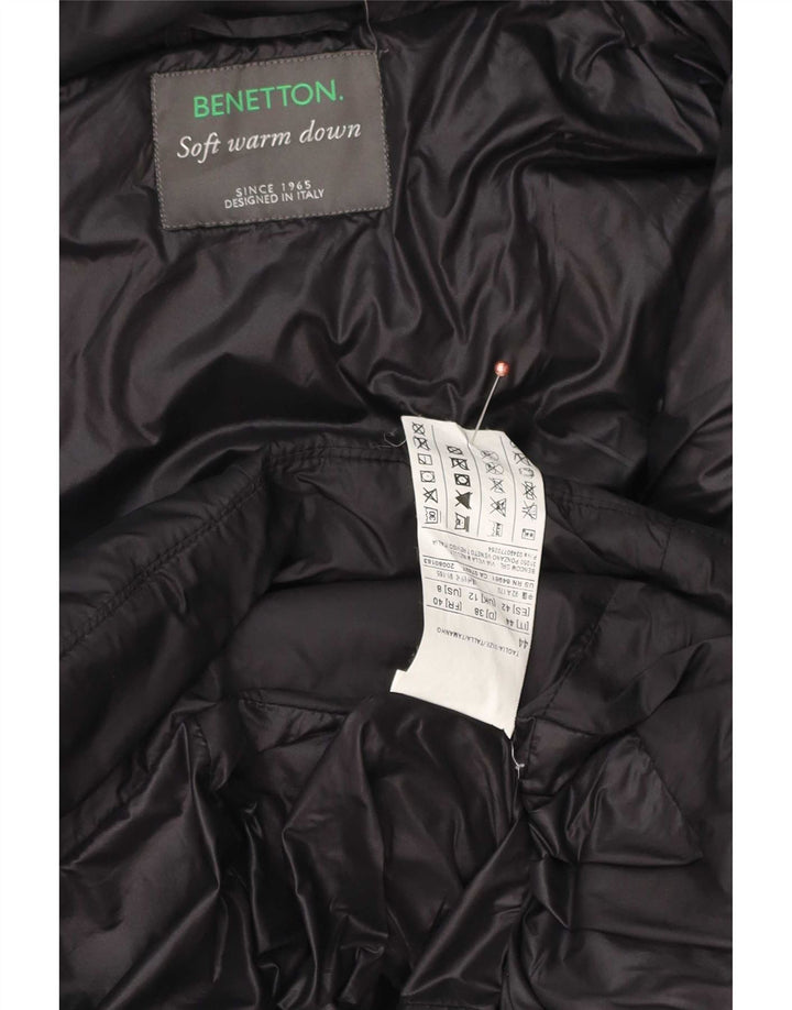 Benetton Manteau Rembourré À Capuche Femme IT 44 Polyester Noir Moyen