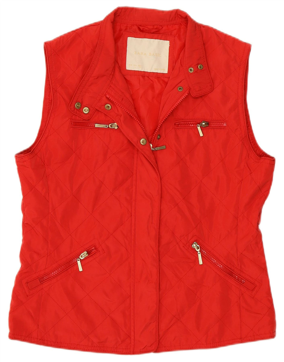 Zara Gilet matelassé pour femme UK 14 Large Rouge