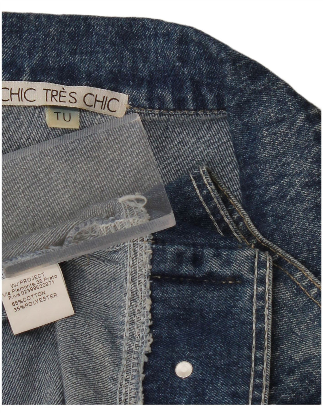 VINTAGE Veste en denim surdimensionnée femme UK 10 Petit coton bleu