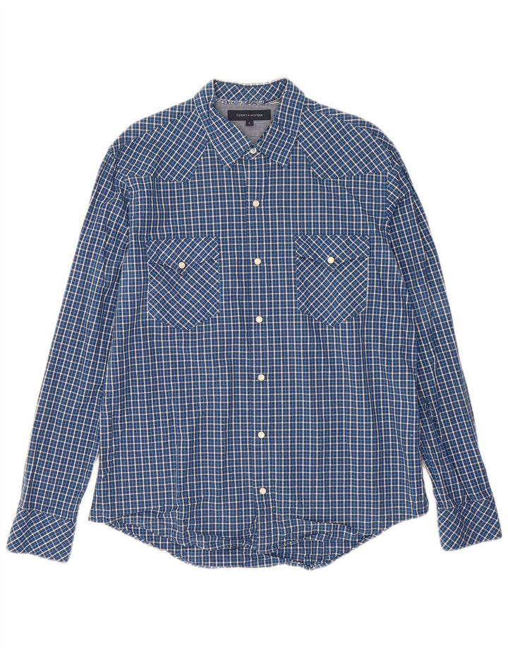 Tommy Hilfiger Chemise Homme Grand Carreau Bleu Coton