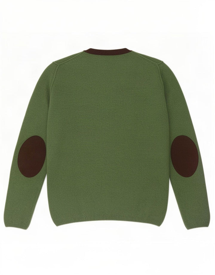 Fred Perry Pull à col rond pour homme en laine verte