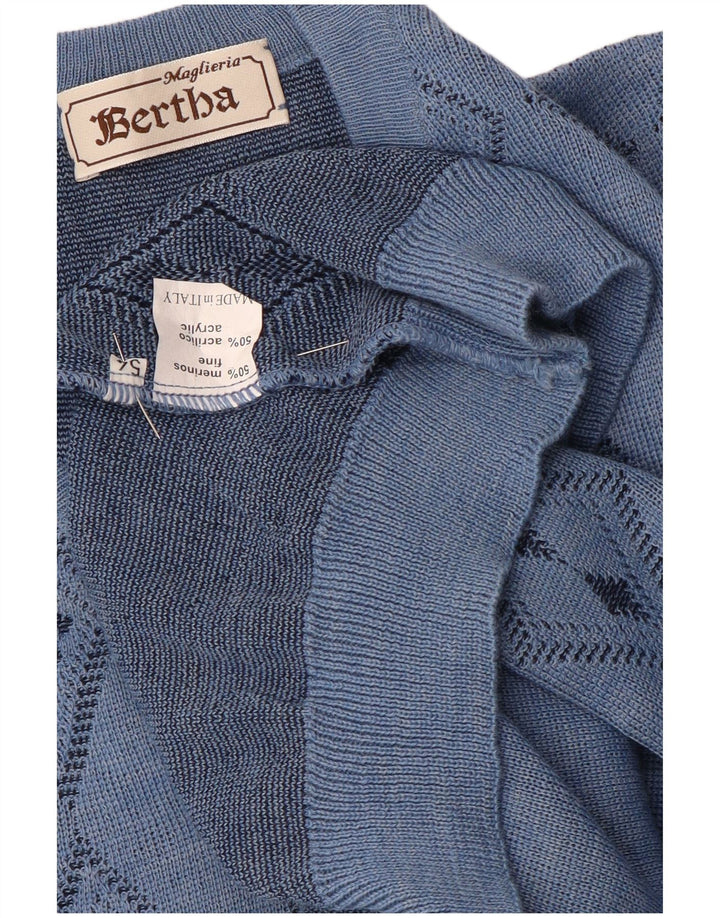 Maglieria Pull col V pour homme IT 54 XL Bleu Argyle/Diamond Laine