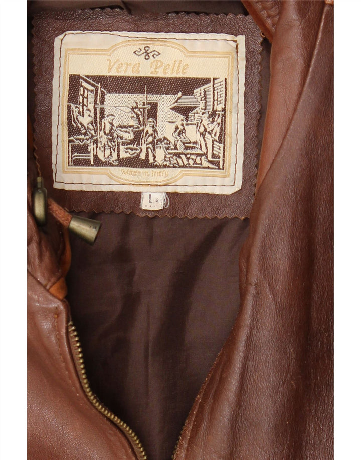 gilet en cuir homme vintage UK 40 Grand cuir marron